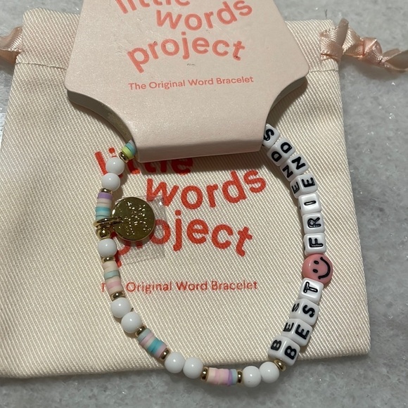 Little Words Bracelet White bead stretch Jewelry Best Friends New size S/M - Picture 3 of 5